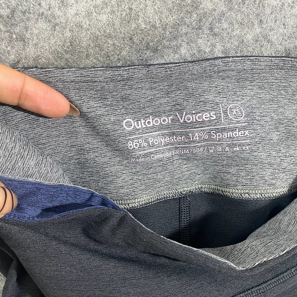 Outdoor Voices Leggings XS 7/8 Spring Black Blue Gray Colorblock High Rise - Picture 10 of 12